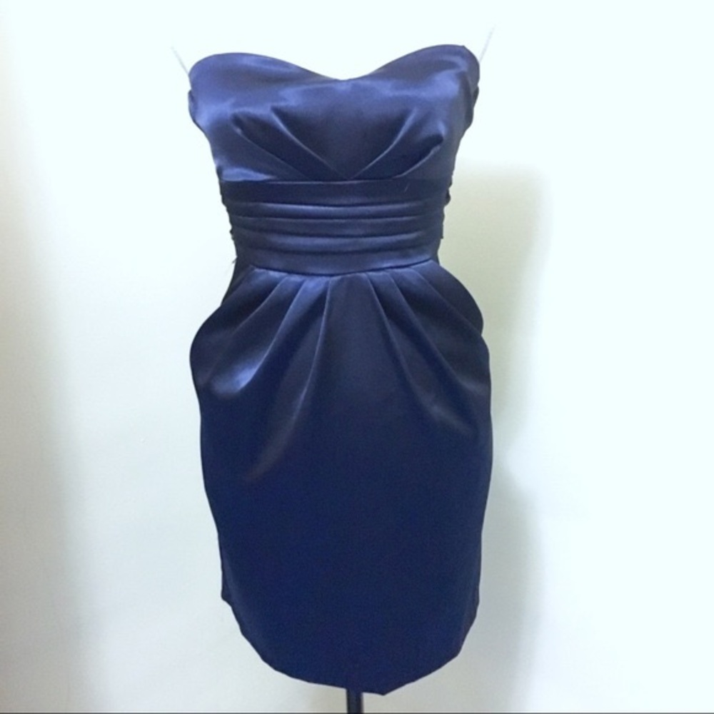 Navy Satin Mini Dress